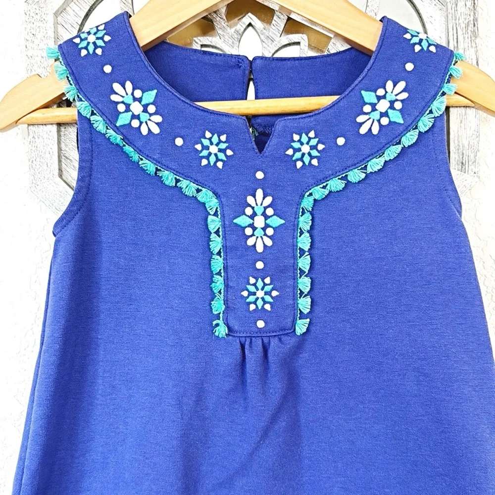 Gymboree • Girls Royal Blue Floral Embroidered Sleeveless Shift Dress